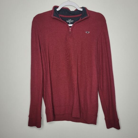Vineyard Vines kids dark red Pima cotton preppy 1/4 zip pull over Size xl - Picture 1 of 6